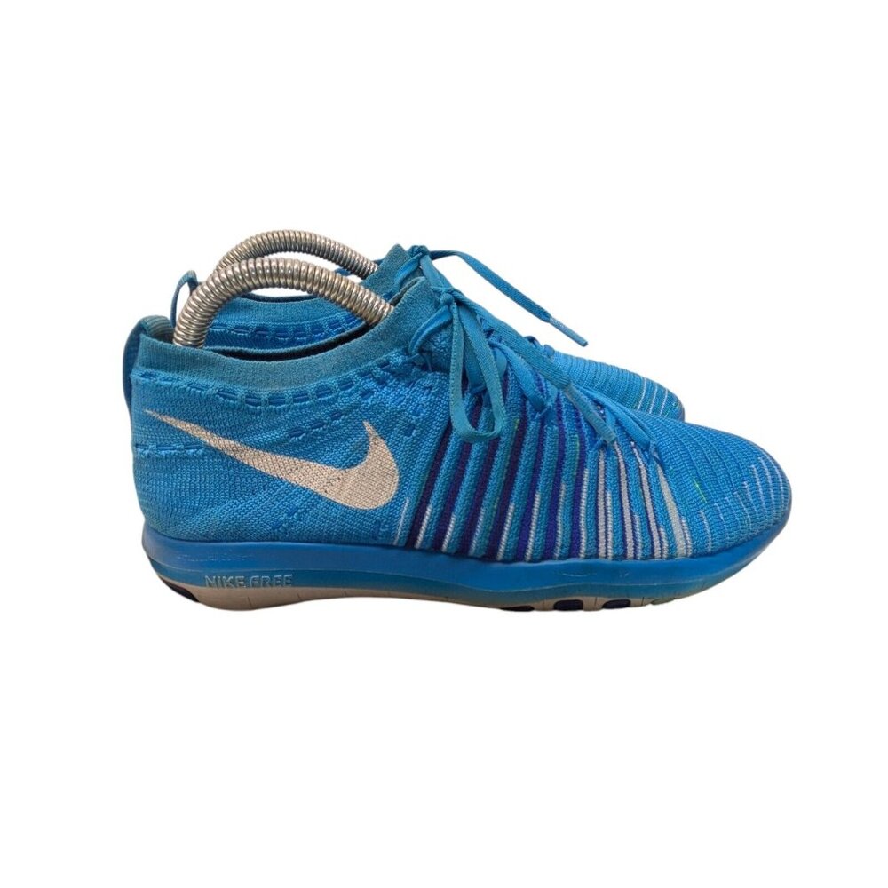 Nike Transform Flyknit Athletic Shoes Womens 7 Blue Knit Running Trainer Sneaker